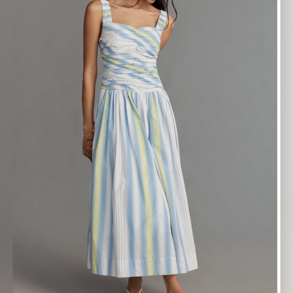 Maxi Dress square neck drop waist sleeveless